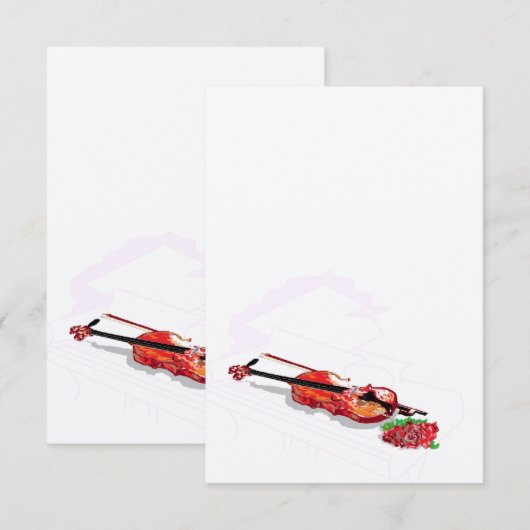 Uitnodiging: Silhouette Piano en Violin Kaart (Voorkant / Achterkant)