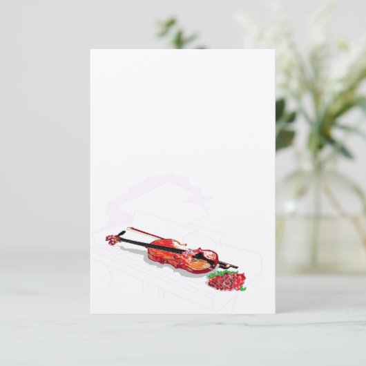 Uitnodiging: Silhouette Piano en Violin Kaart (Staand voorkant)