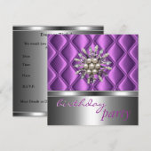 Uitnodiging Silver Mauve Paarse Crystal Jewel (Voorkant / Achterkant)