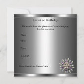 Uitnodiging Silver Mauve Paarse Crystal Jewel (Achterkant)