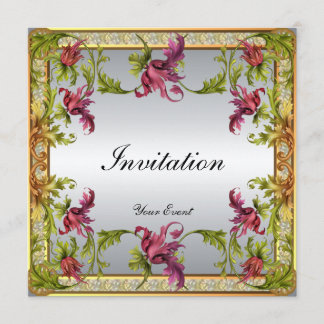 Uitnodiging Silver Victoriaans Floral Lijst