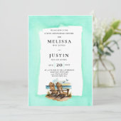 Uitnodiging Simplistic bruiloft strand cha (Staand voorkant)