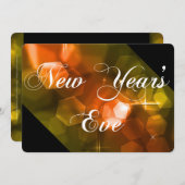 Uitnodiging Sinaasappel Bokeh 1 nieuwjaarsfeest (Voorkant / Achterkant)