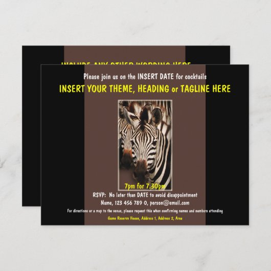 Uitnodiging sjabloon - aanpasbaar (Voorkant / Achterkant)