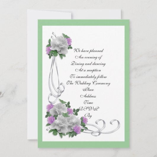 Uitnodiging sjabloon elegante witte rozen (Achterkant)