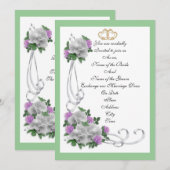 Uitnodiging sjabloon elegante witte rozen (Voorkant / Achterkant)