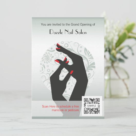 Uitnodiging Sjabloon Nail Salon (Staand voorkant)