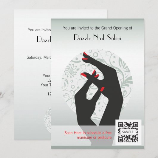 Uitnodiging Sjabloon Nail Salon (Voorkant / Achterkant)