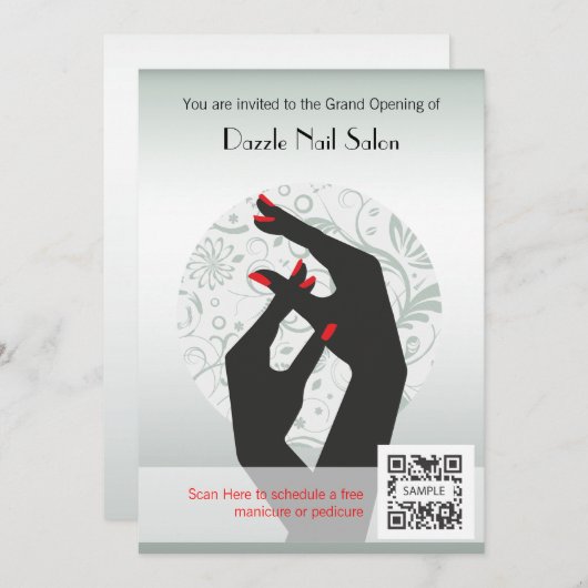 Uitnodiging Sjabloon Nail Salon (Voorkant / Achterkant)