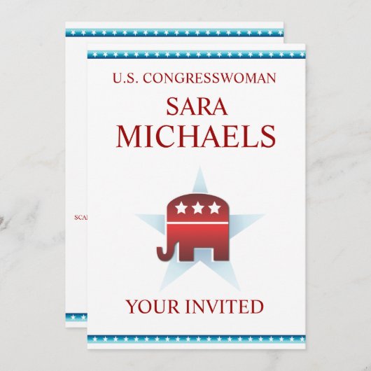 Uitnodiging Sjabloon Republikeinse olifant (Voorkant / Achterkant)