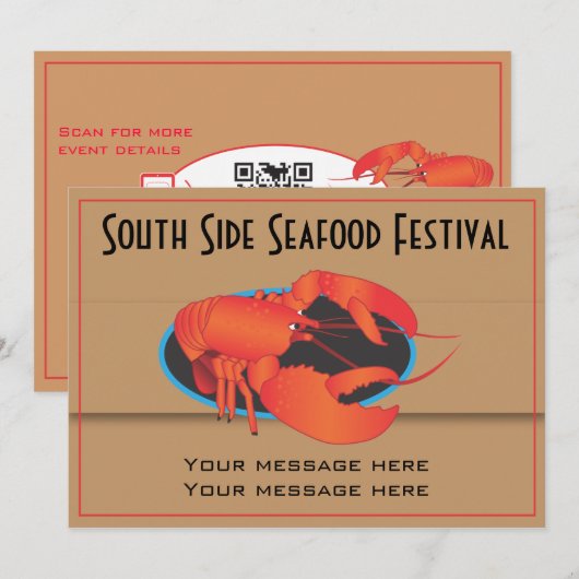 Uitnodiging Sjabloon restaurant voor zeevruchten (Voorkant / Achterkant)