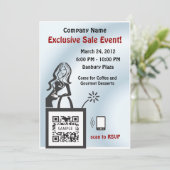 Uitnodiging Sjabloon Winkelmeisje (Staand voorkant)