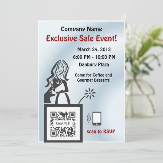 Uitnodiging Sjabloon Winkelmeisje (Staand voorkant)