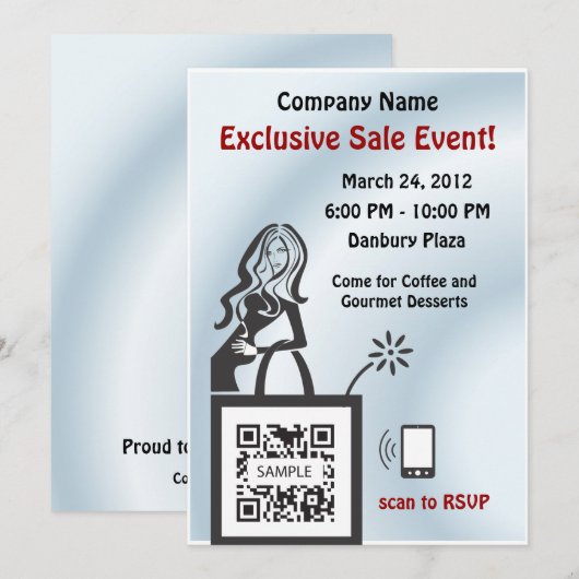 Uitnodiging Sjabloon Winkelmeisje (Voorkant / Achterkant)