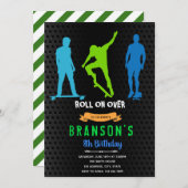 Uitnodiging skateboard feestje jongen (Voorkant / Achterkant)