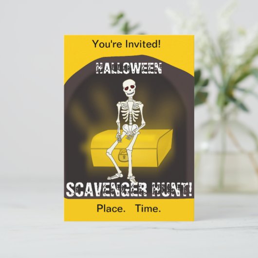 Uitnodiging Skeleton Halloween Party (Staand voorkant)