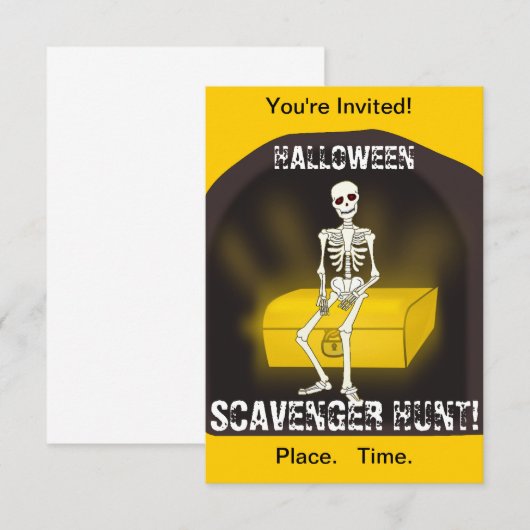 Uitnodiging Skeleton Halloween Party (Voorkant / Achterkant)