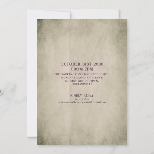 Uitnodiging Skeleton Halloween Party (Achterkant)