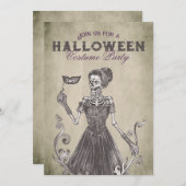 Uitnodiging Skeleton Halloween Party (Voorkant / Achterkant)