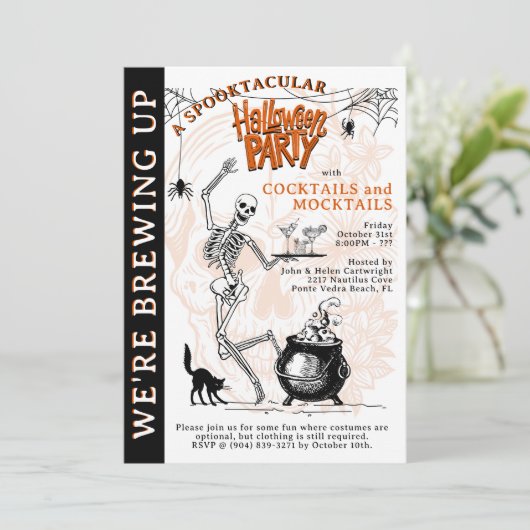 Uitnodiging Skeleton Halloween Party (Staand voorkant)