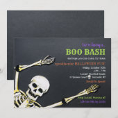 Uitnodiging Skeleton Halloween Party (Voorkant / Achterkant)