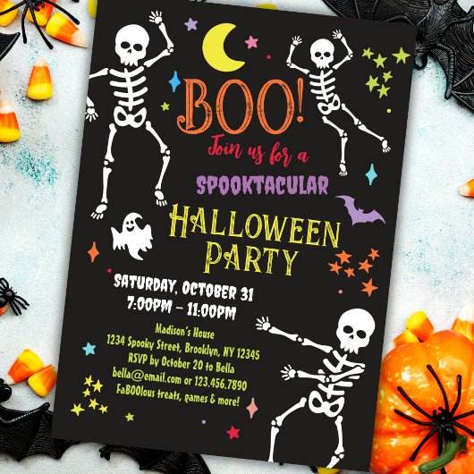 Uitnodiging Skeleton Halloween Party
