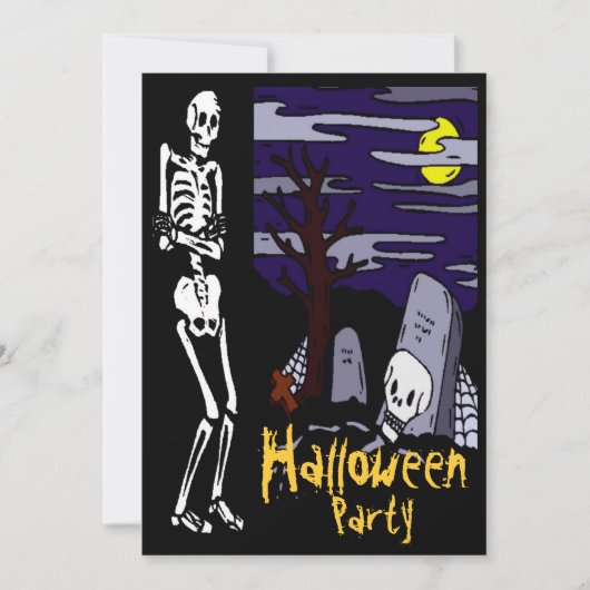 Uitnodiging Skeleton Halloween Party (Voorkant)