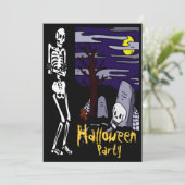Uitnodiging Skeleton Halloween Party (Staand voorkant)