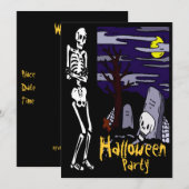 Uitnodiging Skeleton Halloween Party (Voorkant / Achterkant)
