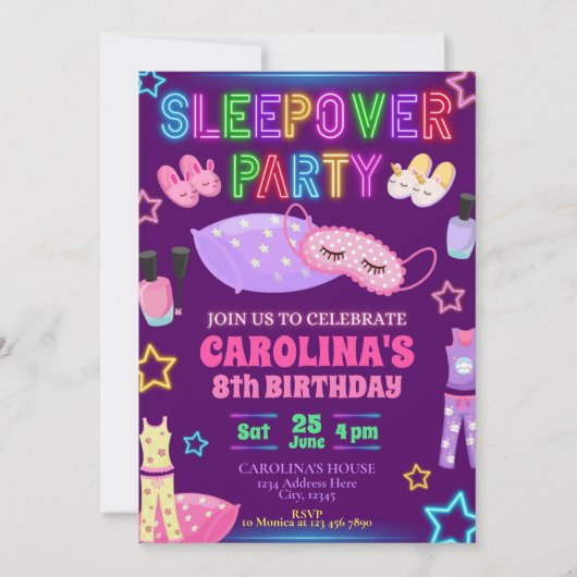 Uitnodiging Slaapfeestje (Voorkant)