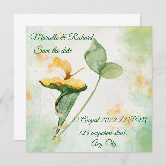 Uitnodiging slaat datum op (Voorkant / Achterkant)