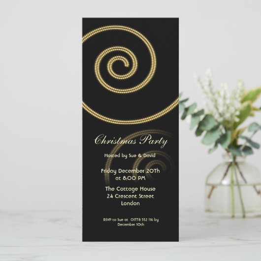 Uitnodiging slim met zwijn in goud (Staand voorkant)