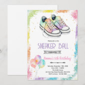 Uitnodiging sneaker bal meisjesfeest (Voorkant / Achterkant)