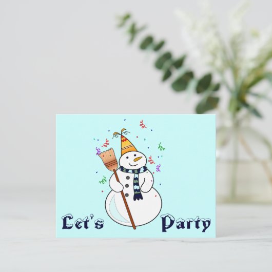 Uitnodiging sneeuwman vieren - Blank Inside (Staand voorkant)
