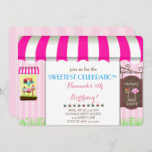 Uitnodiging snoep Land Birthday (Voorkant / Achterkant)