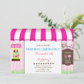 Uitnodiging snoep Land Birthday (Staand voorkant)