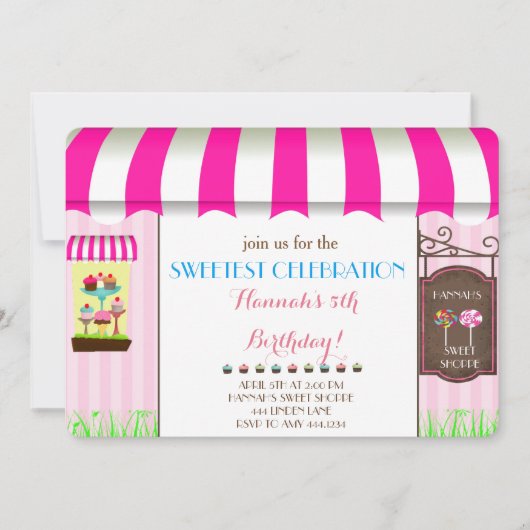 Uitnodiging snoep Land Birthday (Voorkant)