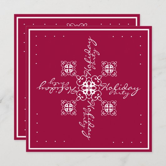 Uitnodiging Snowflake Holiday (Voorkant / Achterkant)