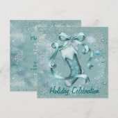 Uitnodiging Snowflake Stocking Party (Voorkant / Achterkant)
