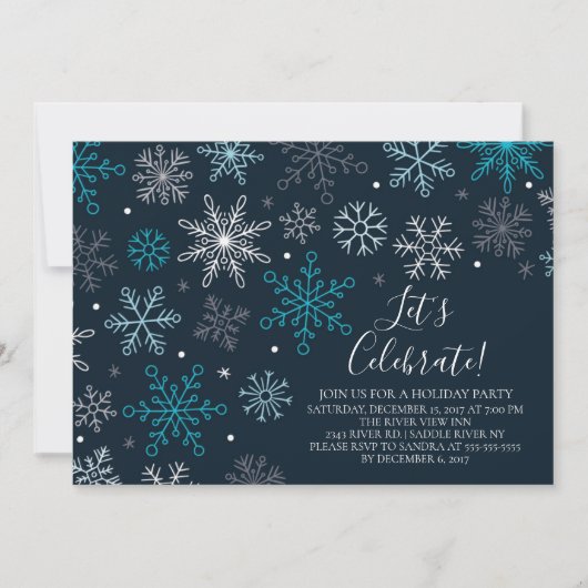 Uitnodiging Snowflakes Holiday Party (Voorkant)