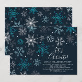 Uitnodiging Snowflakes Holiday Party (Voorkant / Achterkant)