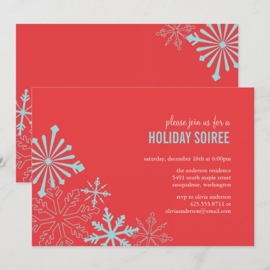 Uitnodiging Snowflakes Party (Voorkant / Achterkant)