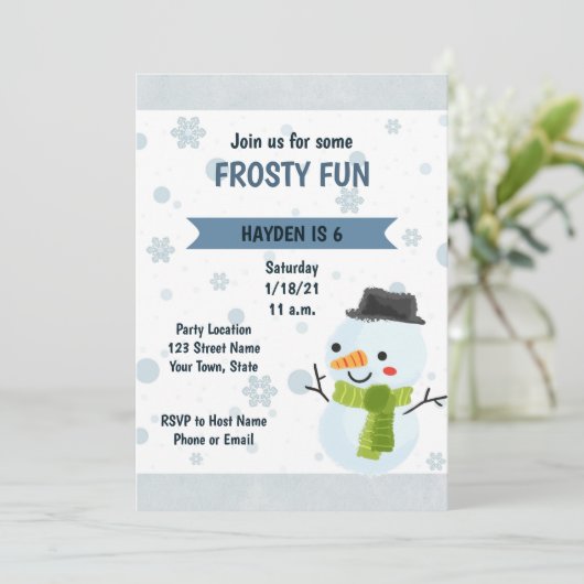 Uitnodiging Snowman Birthday (Staand voorkant)