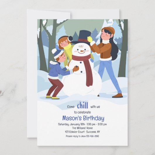Uitnodiging Snowman Birthday (Voorkant)