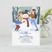 Uitnodiging Snowman Birthday (Staand voorkant)