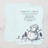 Uitnodiging Snowman Birthday (Voorkant / Achterkant)