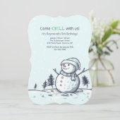 Uitnodiging Snowman Birthday (Staand voorkant)