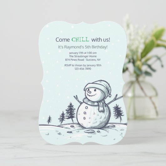 Uitnodiging Snowman Birthday (Staand voorkant)