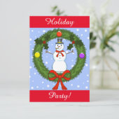 Uitnodiging Snowman Holiday Party () (Staand voorkant)