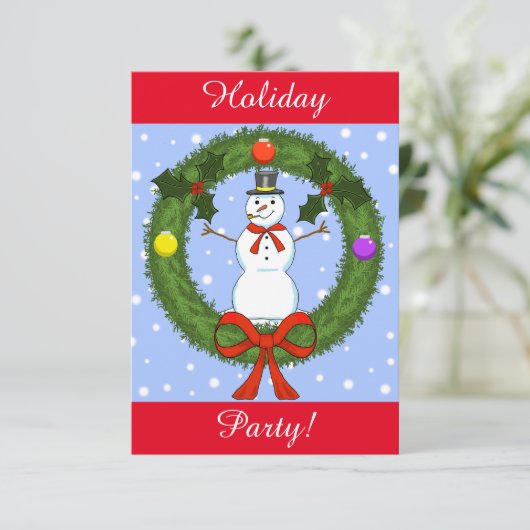 Uitnodiging Snowman Holiday Party () (Staand voorkant)